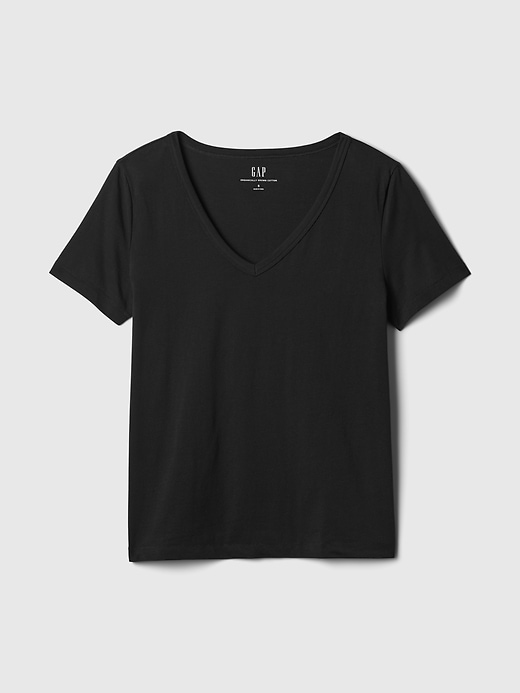 t-shirt vintage in cotone biologico con scollo a v