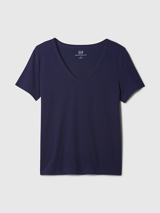 t-shirt vintage in cotone biologico con scollo a v