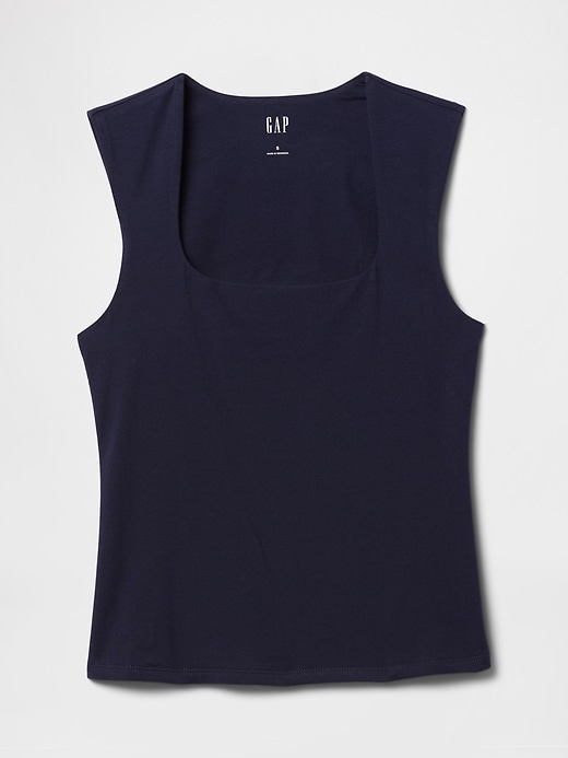 maglia a collo quadrato in jersey a maglia stretta