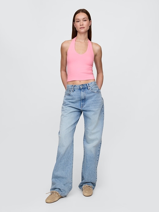 top corto con scollo allamericana in maglia stretta