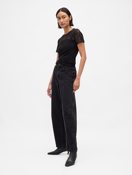 top in pizzo floreale a rete