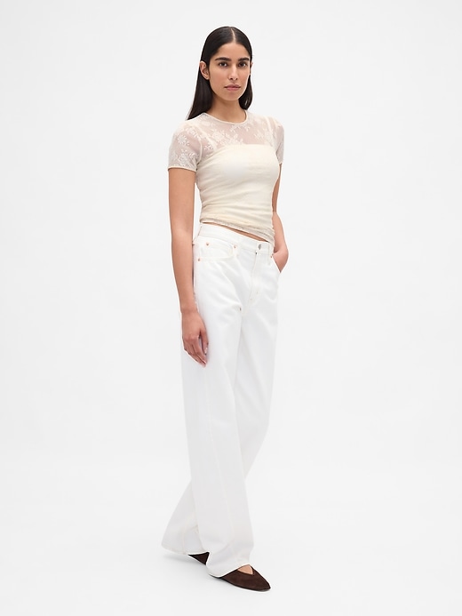 top in pizzo floreale a rete