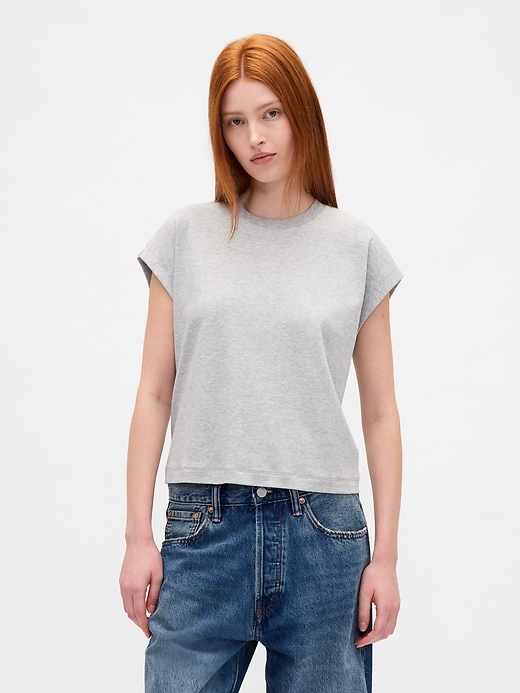 t-shirt corta rilassata in cotone supima