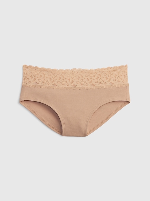 pantaloni a vita bassa in cotone elasticizzato biologico con pizzo