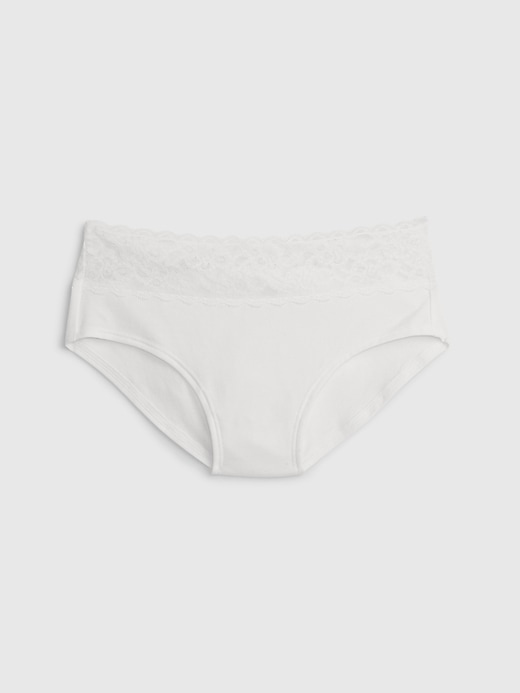 pantaloni a vita bassa in cotone elasticizzato biologico con pizzo
