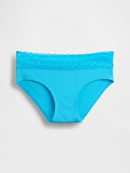 pantaloni a vita bassa in cotone elasticizzato biologico con pizzo