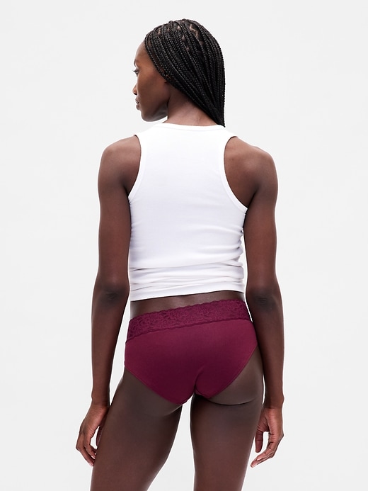 pantaloni a vita bassa in cotone elasticizzato biologico con pizzo