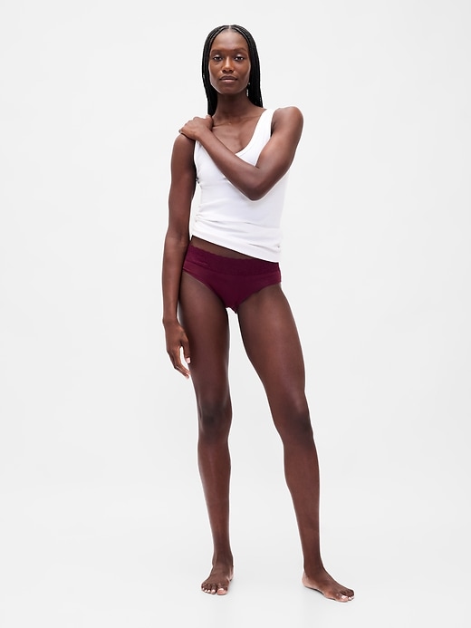 pantaloni a vita bassa in cotone elasticizzato biologico con pizzo