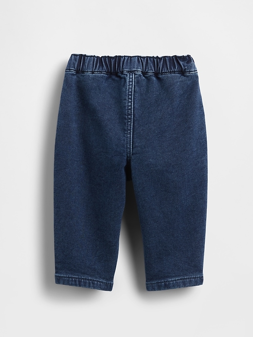 jeans a coste con fiocco in maglia per neonati