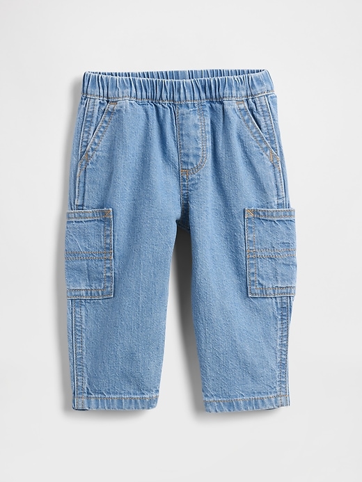 jeans cargo a canna da tirare per neonati