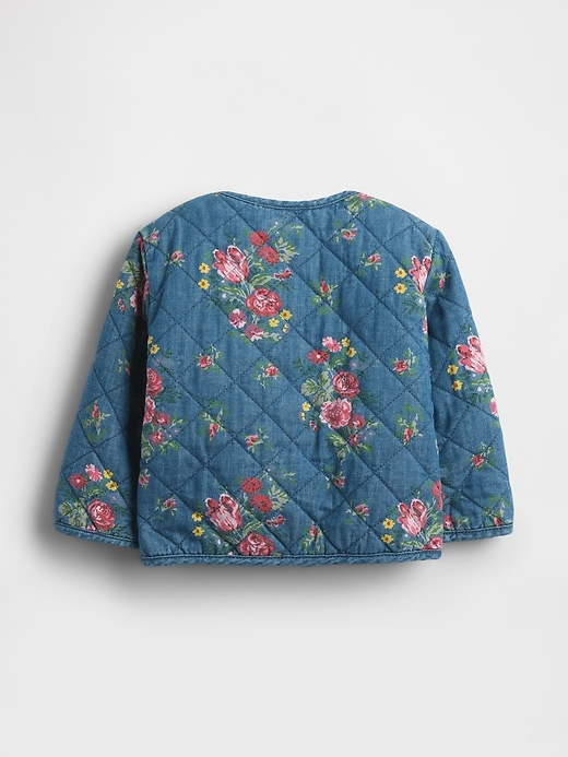giacca trapuntata floreale in denim per bambini