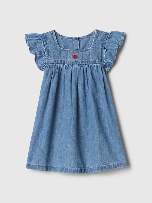 vestito in denim con volant per neonato