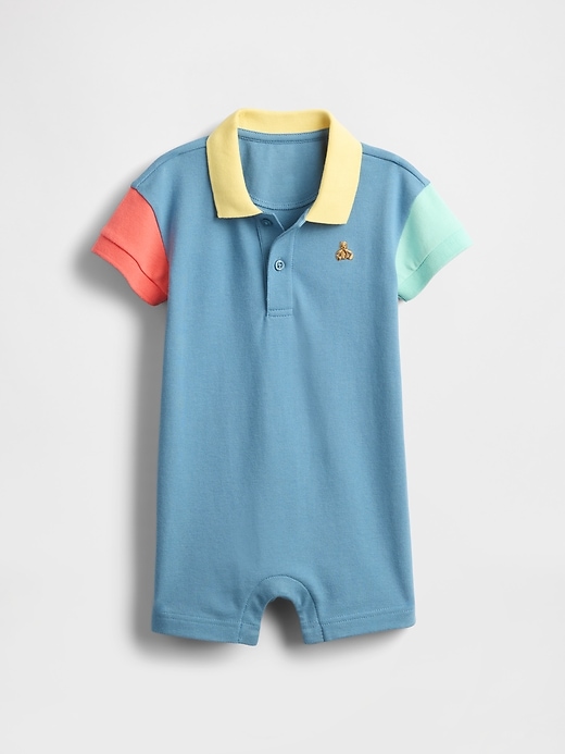 baby pique polo shorty one-piece