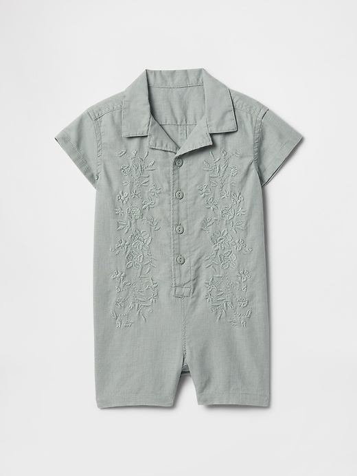 baby linen-cotton cabana shorty one-piece