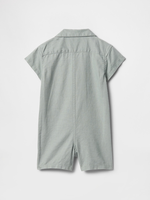 baby linen-cotton cabana shorty one-piece