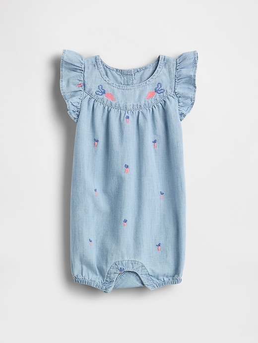 baby peter rabbit chambray shorty one-piece