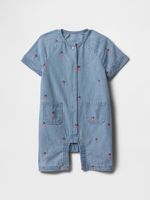 baby peter rabbit chambray shorty one-piece