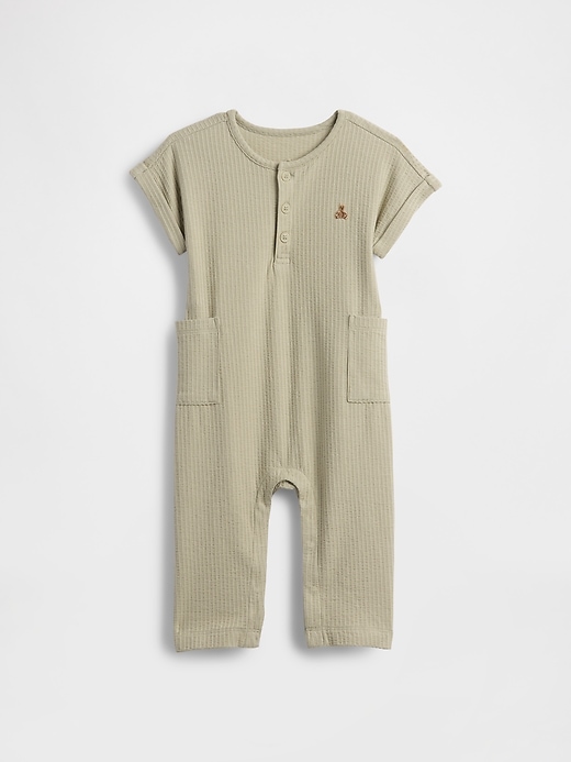baby seersucker henley costume intero senza piedi