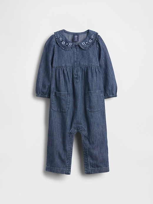 tutina intera con colletto in denim per neonati