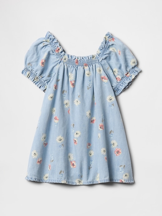vestito in denim floreale per neonati