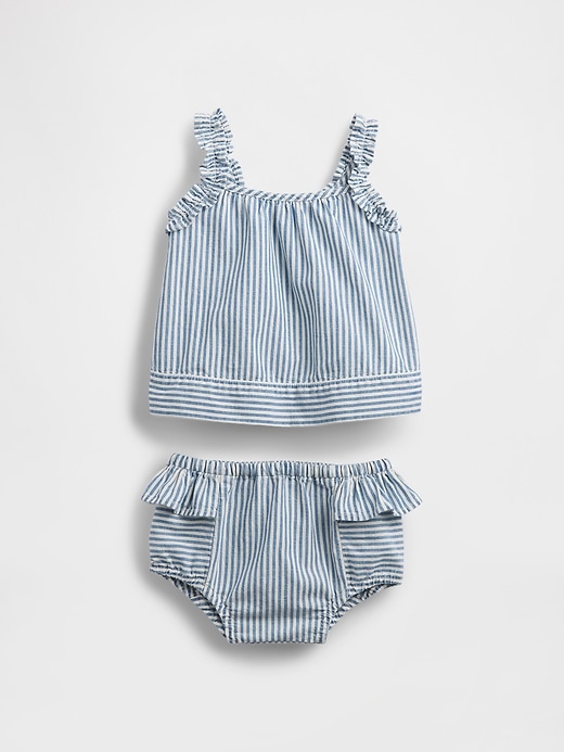 completo a righe in denim per neonati