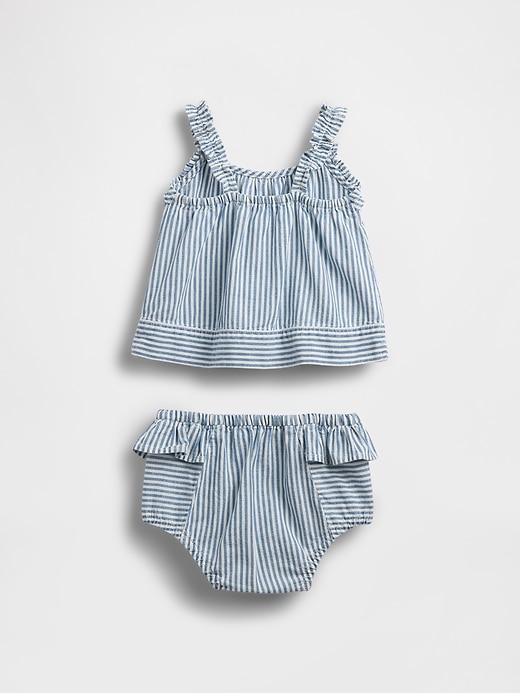 completo a righe in denim per neonati