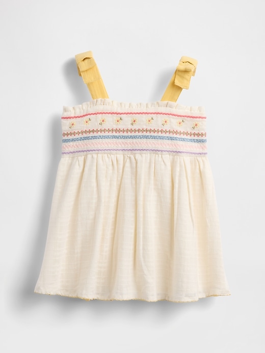 vestito con spalline annodate ricamate per neonati