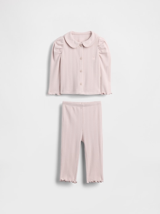 completo per neonato in maglia a coste traforate softspun