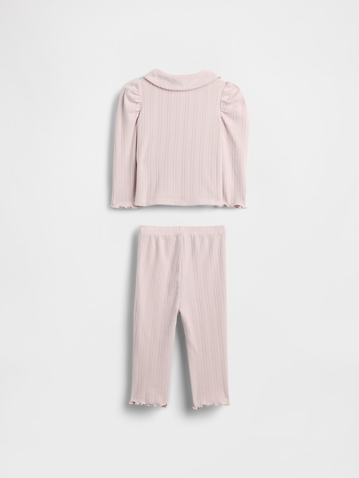 completo per neonato in maglia a coste traforate softspun