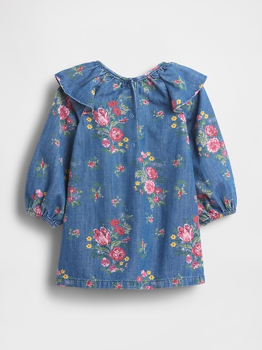 vestito in denim con volant sulle spalle per neonati