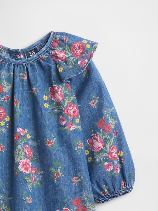 vestito in denim con volant sulle spalle per neonati