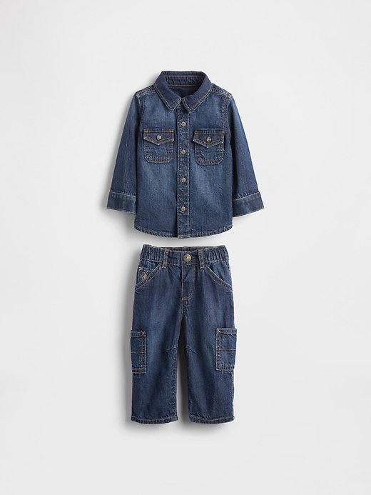 completo in denim per neonati