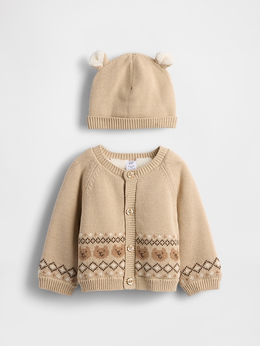 completo cardigan con orsetto foderato in sherpa per neonati
