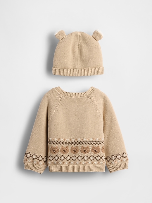 completo cardigan con orsetto foderato in sherpa per neonati