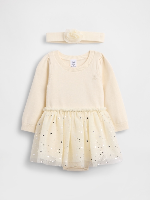 completo vestito body maglione tulle per neonato