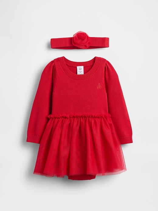 completo vestito body maglione tulle per neonato