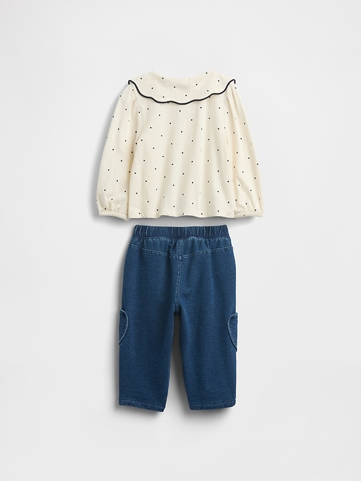 completo con top con colletto e pantaloni da infilare per neonato