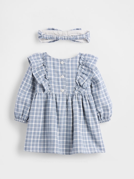 completo vestito con fiocco in flanella per neonati