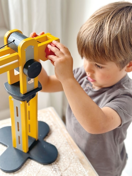 giocattolo per bambini little builder yellow crane