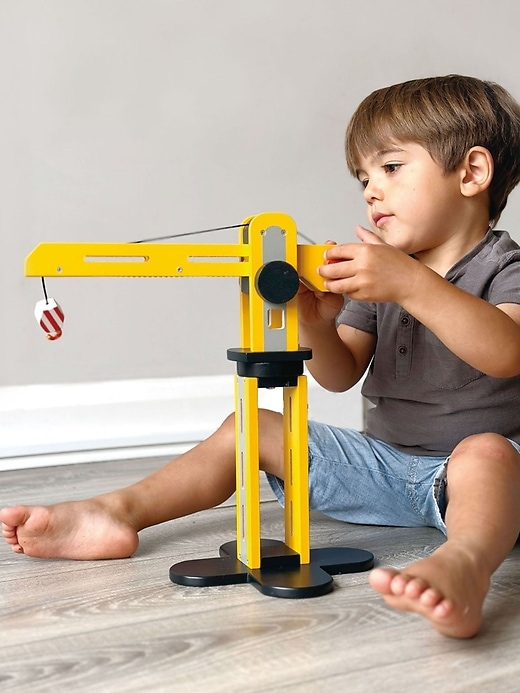 giocattolo per bambini little builder yellow crane