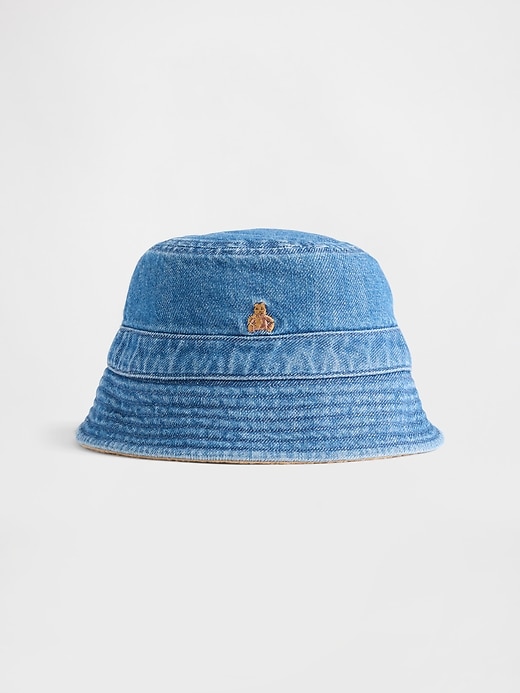 cappello da pescatore in denim con fodera in sherpa per bambini