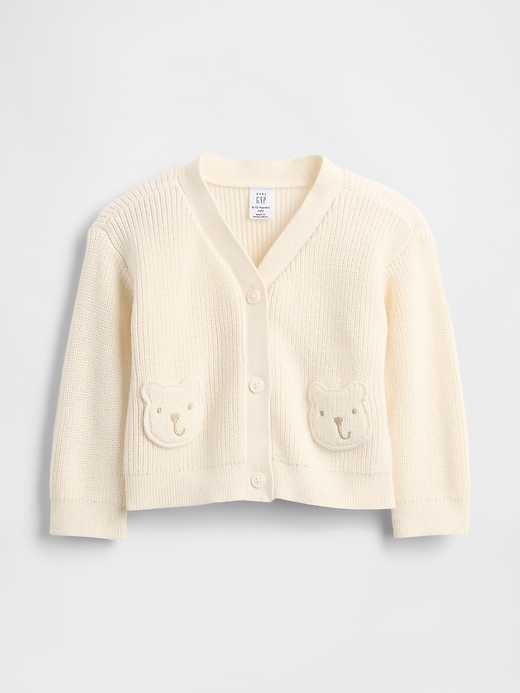 cardigan con tasca a forma di orsetto