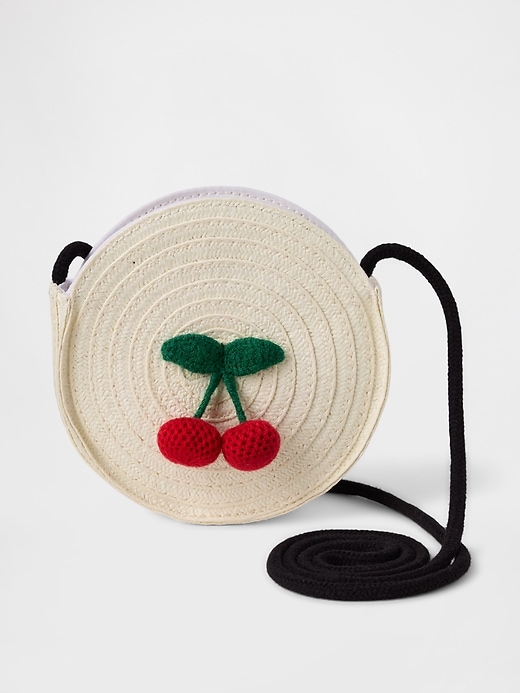 borsa di paglia per bambini a forma di ciliegia