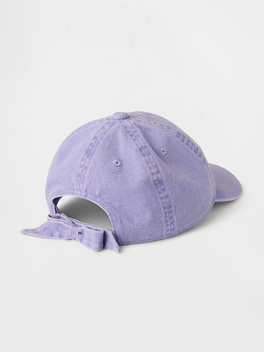cappello da baseball con fiocco in denim tinto a mano per bambini