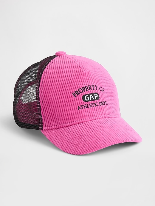 cappello da camionista con logo in velluto a coste per bambini