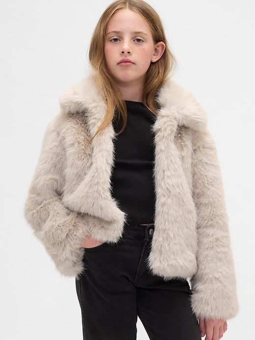 cappotto corto in pelliccia sintetica riciclata per bambini