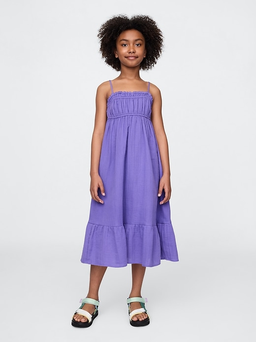 abito midi in garza stropicciata per bambini