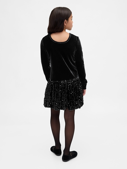 abito a bolle con paillettes in tecnica mista per bambini