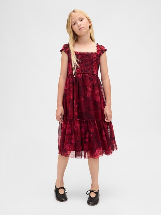 abito midi in tulle con maniche a cappuccio per bambini