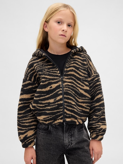 felpa con cappuccio e zip rilassata sherpa per bambini